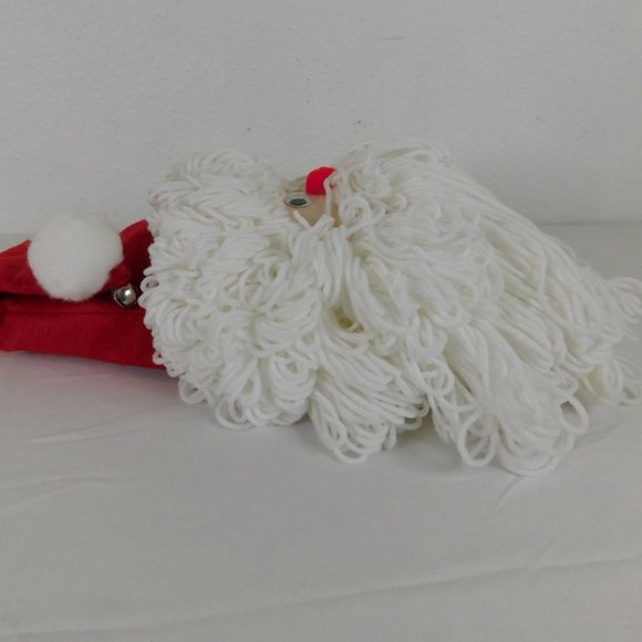 Handmade Santa Face Yarn Christmas Wall Hanging Vintage Kitsch Bleach Bottle 18" - Picture 6 of 9